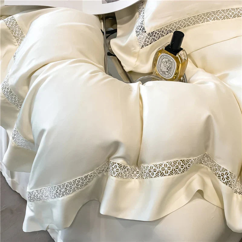 Decorbites™ Eukalyptusfaser-Spitzen-Bettwäsche-Set für weichen, seidenweichen und kühlen hautfreundlichen Komfort