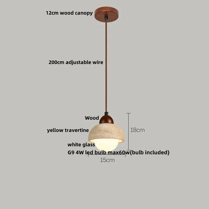Decorbites™ LED-Hängeleuchte aus Schwarz-Eisen Wabi Sabi - Gelber Travertin