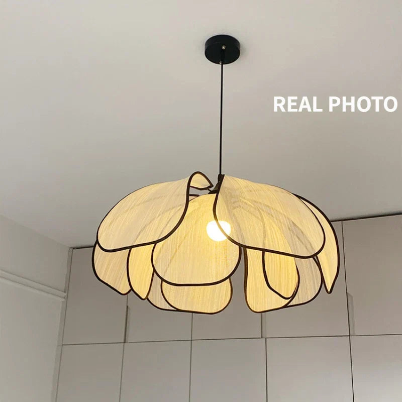 Decorbites™ Cremiges Abaca-Stoff LED-Hängeleuchte – Nordisch-französisches Wabi-Sabi Hängelampe
