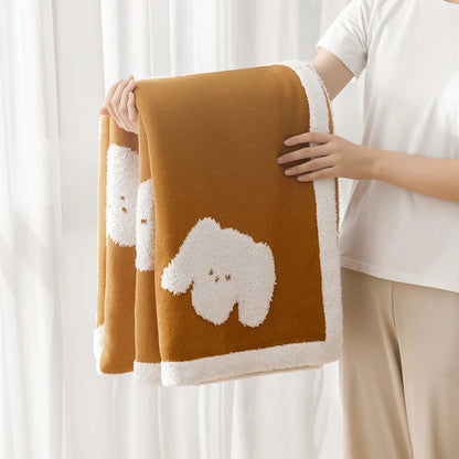 DecorBites™ Cozy Flannel Blanket for Home Office - Double-Sided Knitted Sofa Cover & Quilt