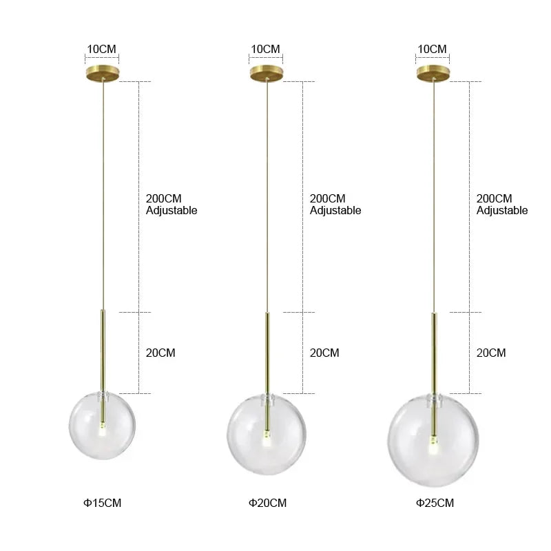 Decorbites™ Klar-Glas-Kugelleuchter-Hängeleuchte für Esszimmer-Schlafzimmer-Dekor-Beleuchtung