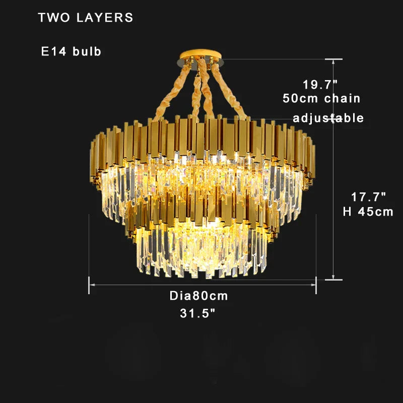 DecorBites™ Gold K9 Crystal Ceiling Chandelier, Dimmable Luxury Living Room Bedroom Lighting