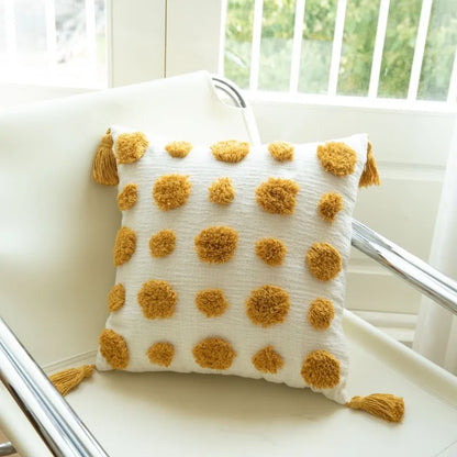 DecorBites™ Geometric Tufted Embroidered Cotton Canvas Cushion Cover 45*45cm