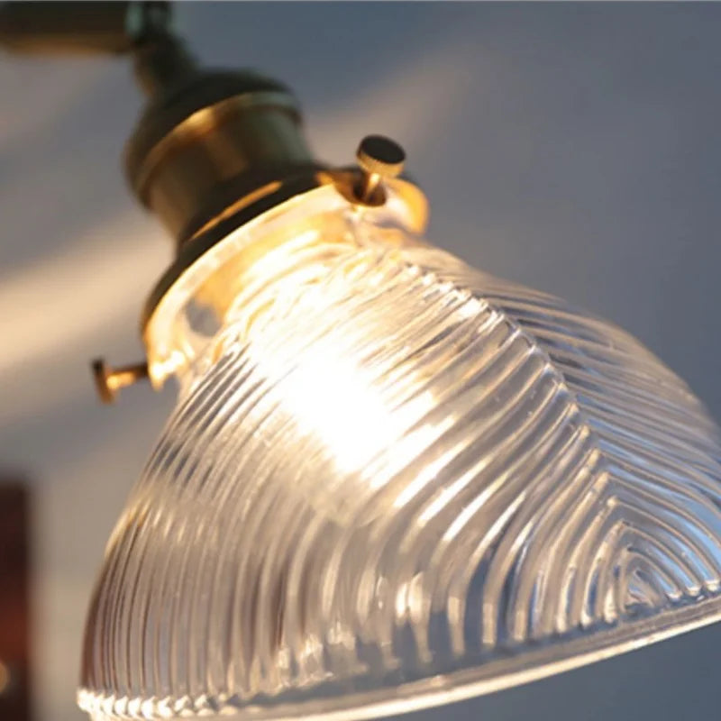 Decorbites™ LED-Wandleuchte aus klarem Glas, modernes Walnussholz-Kupfer-Treppenleuchte
