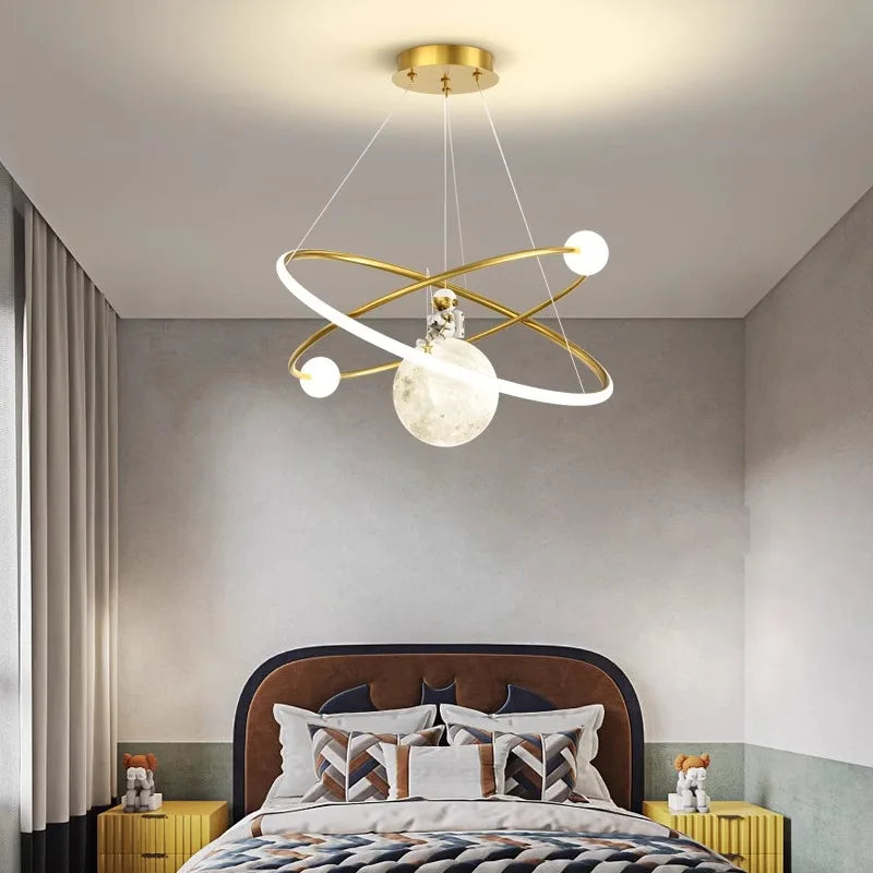 Brass Modern Pendant Light RC Dimmable Bedroom
