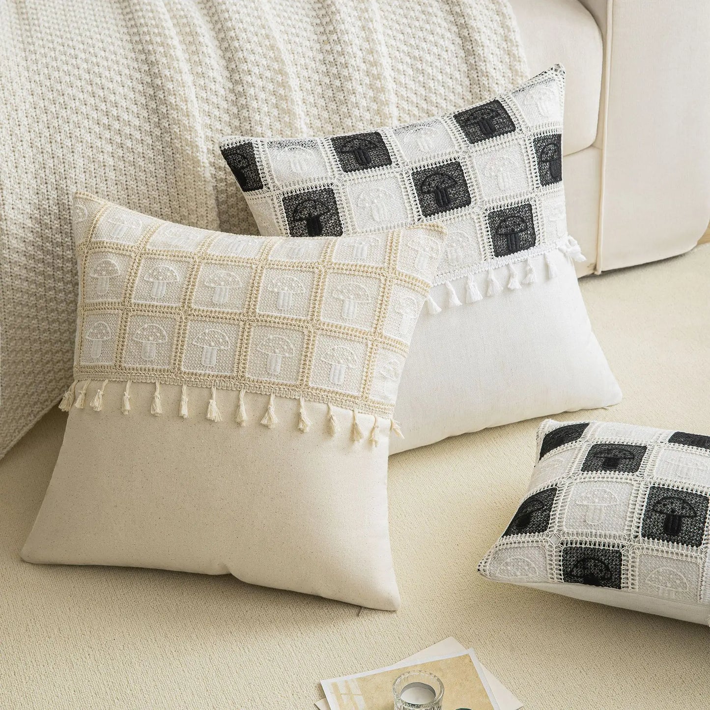 DecorBites™ Geometric Checker Cushion Cover: Nordic Style Decorative Throw Pillow Cover