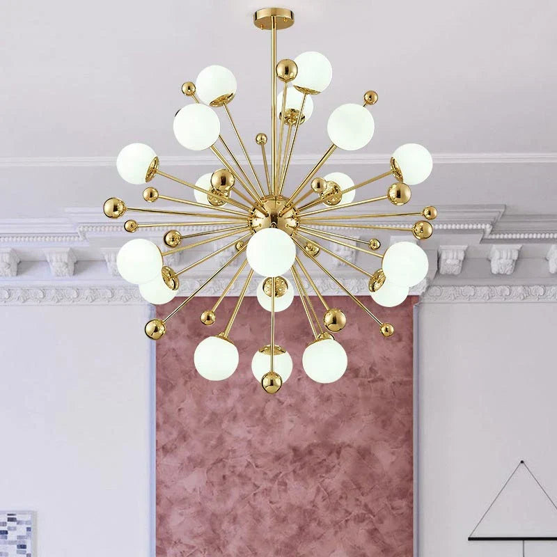 Gold Glass Pendant Light 18-Light Design