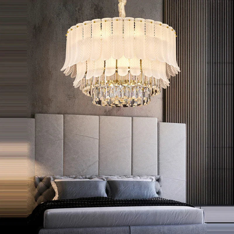 Gold Crystal Round Chandelier Polished Steel 100cm