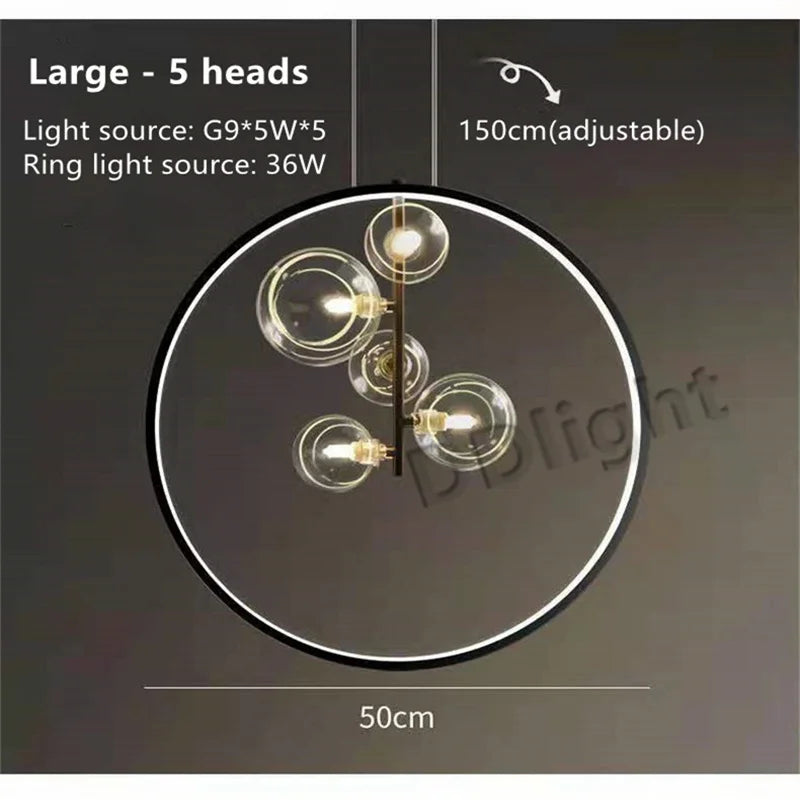 DecorBites™ Glass Bubble LED Ceiling Chandelier for Dining Room and Cloths Store