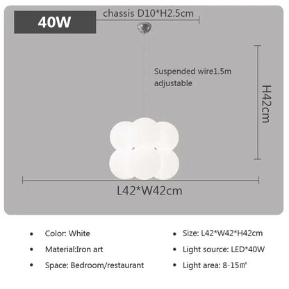 DecorBites™ Glass Ball Milky White Chandelier for Home Decor Fixture