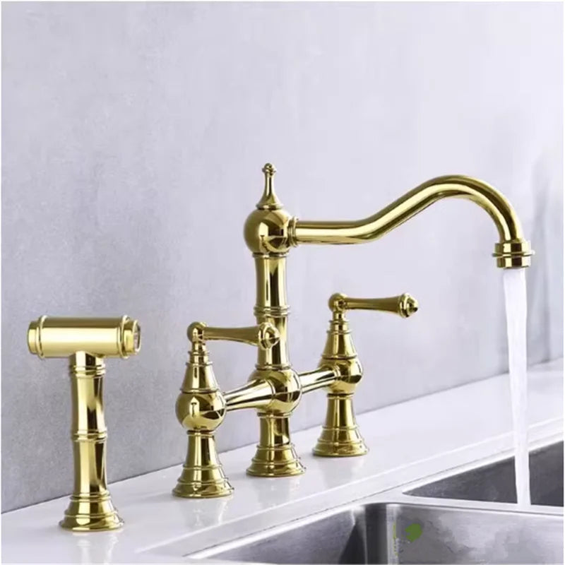 Gold Hand Shower Kitchen Faucet