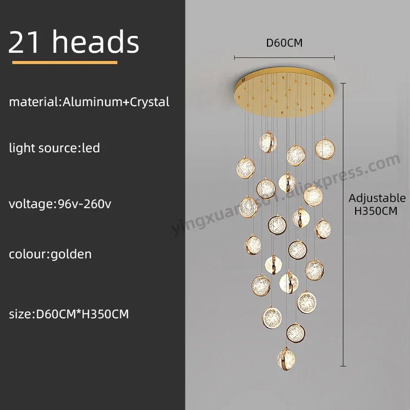 DecorBites™ Crystal Ball LED Rotating Stair Chandelier - Nordic Luxury Loft Bubble Design