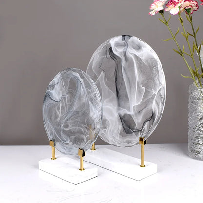 DecorBites™ Geometric Disk Marble Clear Glass Cake Craft Home Decor Figurines