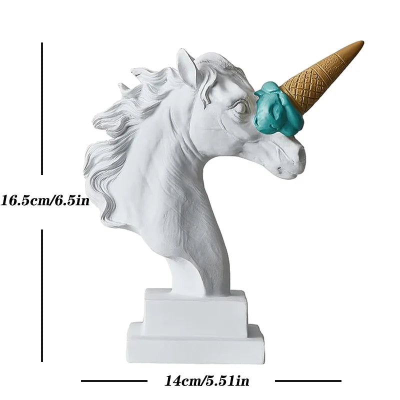 Decorbites™ Eiscreme-Pferdekopf-Harzskulptur-Figur für Heim- und Bürodekoration & Geschenke