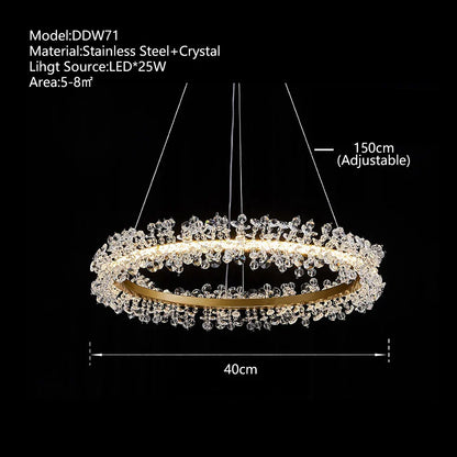 Decorbites™ Kristall-Gold/Schwarzer Ring-LED-Kronleuchter: Minimalistisches Luxus-Hängelampen-Deckenbeleuchtung