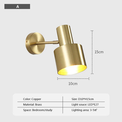 Decorbites™ Eisen-Wandlampe Vintage Einfach Einzelne Messing-Lampe Klein E27 Nachttisch Gang Balkon
