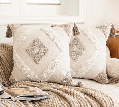 Decorbites™ Geometrisches Tufting-Beige-Graues Kissenbezug Nordischer Stil für Moderne Dekoration