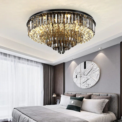 Decorbites™ Kristall-LED-Kronleuchter: Moderne rauchgraue klare Kristallbeleuchtung für große Wohnzimmer