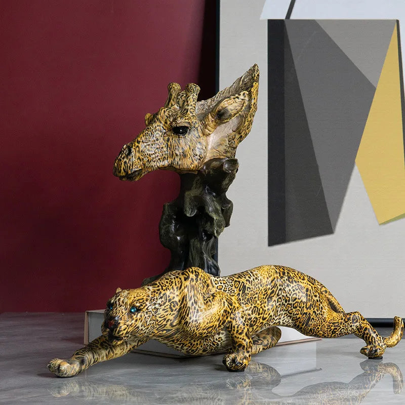 Decorbites™ Leopard-Harzstatue: Moderne Afrikanische Wildtier-Panther-Skulptur für Zuhause & Büro