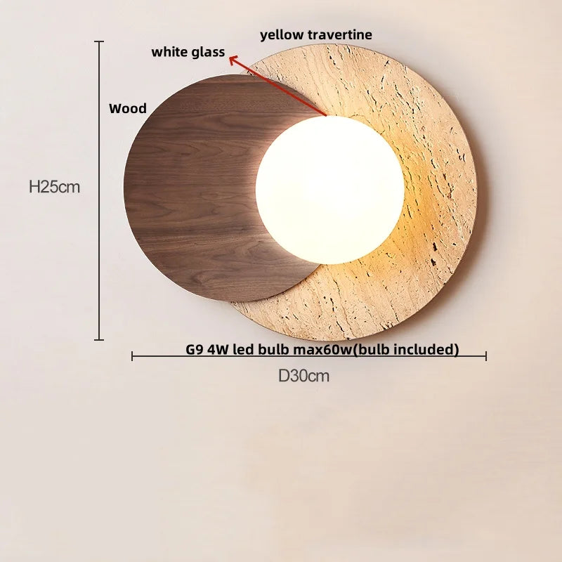 DecorBites™ LED Wall Lights Yellow Travertine Interior Home Decor Bedside Lamp