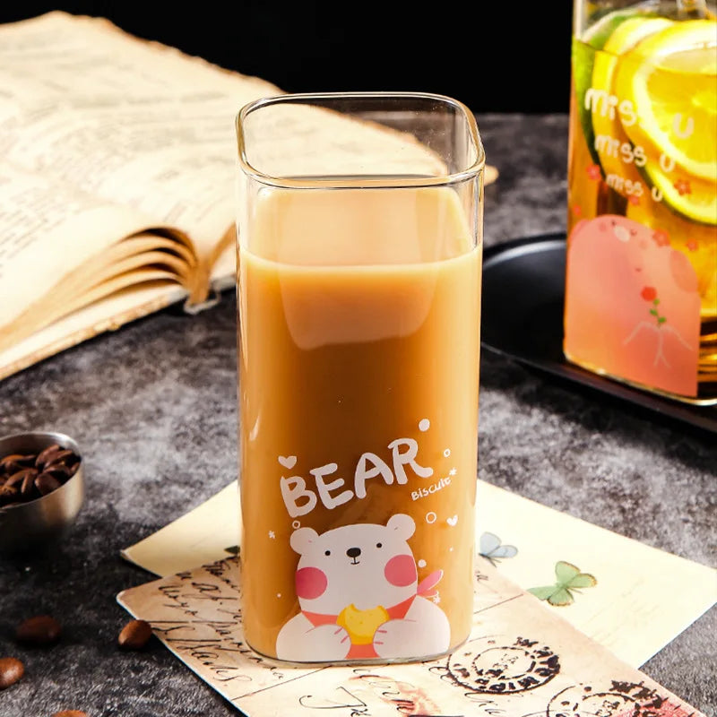 Decorbites™ 400ML Glas-Kaffeetasse mit farbenfrohem Muster für Milch, Bier, Tee und mehr
