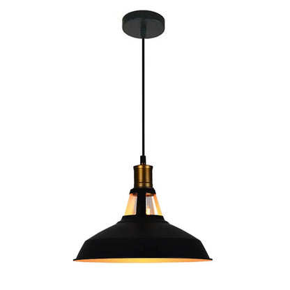 Vintage Black Metal Dome Pendant Light