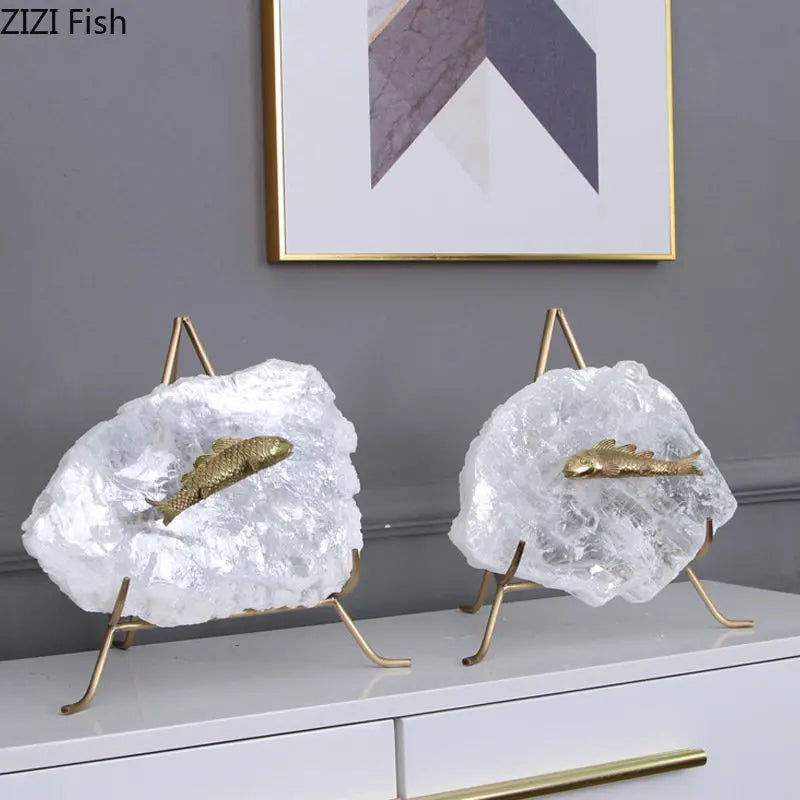 Decorbites™ Golden Fish Kristall-Ornament Heimdekoration Metallstatue