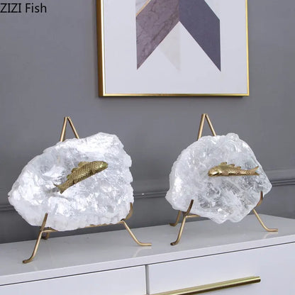 Decorbites™ Golden Fish Kristall-Ornament Heimdekoration Metallstatue