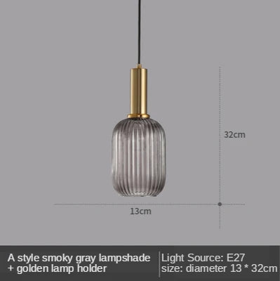 DecorBites™ Gray Glass LED Pendant Lights for Modern Nordic Home Decor
