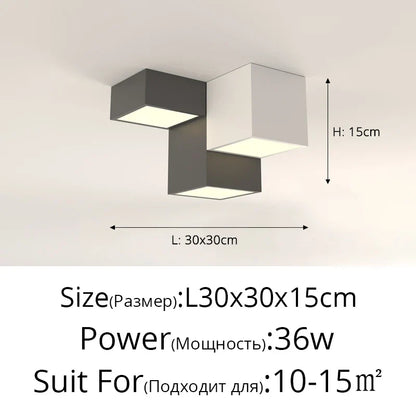 DecorBites™ Geometric LED Ceiling Light for Modern Bedroom, Study Room - Black/White Luxe Design