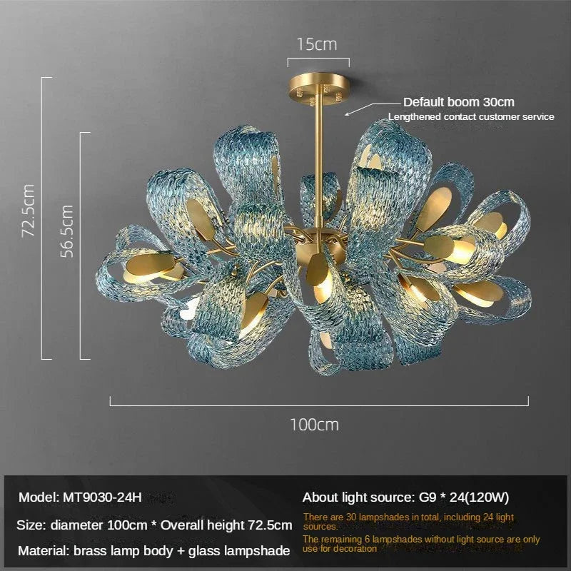 DecorBites™ Luxe Copper Leaf LED Ceiling Chandelier for Home, Bedroom, and Dining Room