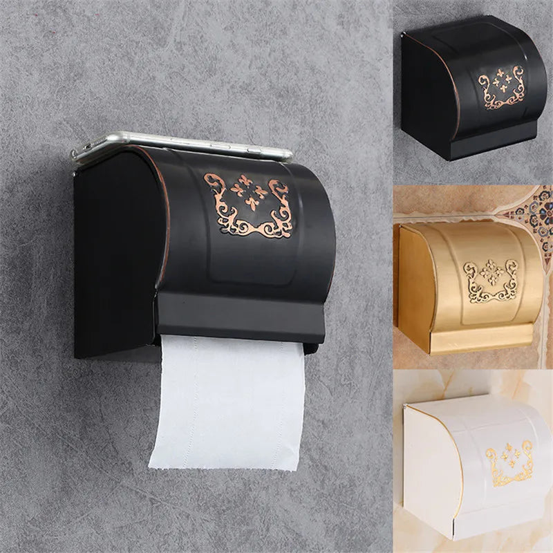 Decorbites™ Schwarzer Geätzter Aluminium-Bad-Toilettenpapierhalter Toilettenpapierrollenhalter