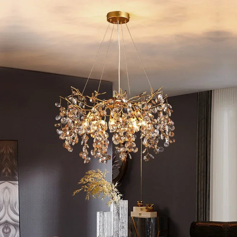 Decorbites™ Kristall-LED-Kronleuchter 60/80/100 cm Goldenes Luxus-Licht für Ess- und Wohnzimmer