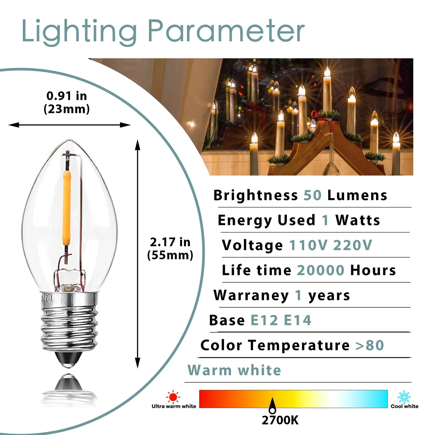 Decorbites™ Dimmbare LED-Nachtleuchten: E12 E14 Sockel, 0,5 W, Warmweiß 2700 K