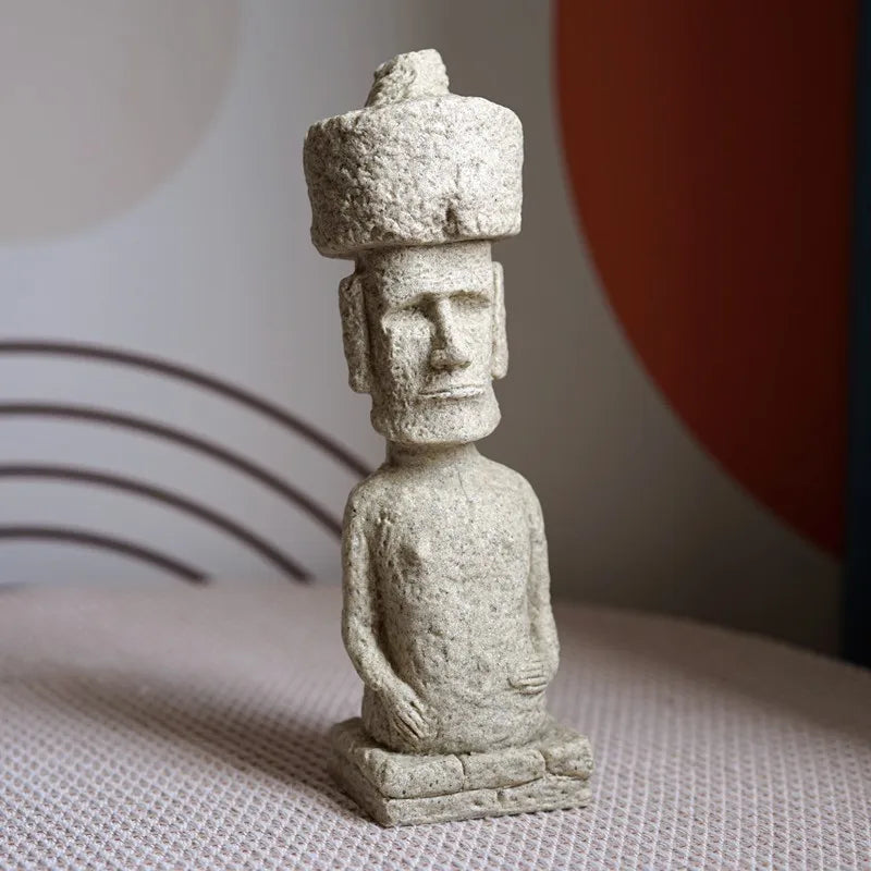 Decorbites™ Osterinsel-Moai-Pukao-Statue-Figurine für Zuhause und Bürodekoration, Wohnzimmer-Dekor, Regal