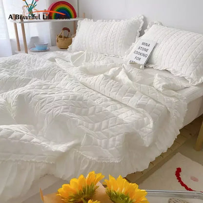 Decorbites™ Koreanischer Stil gewaschene einfarbig gequiltete Decke für Sommer-Bettüberwurf