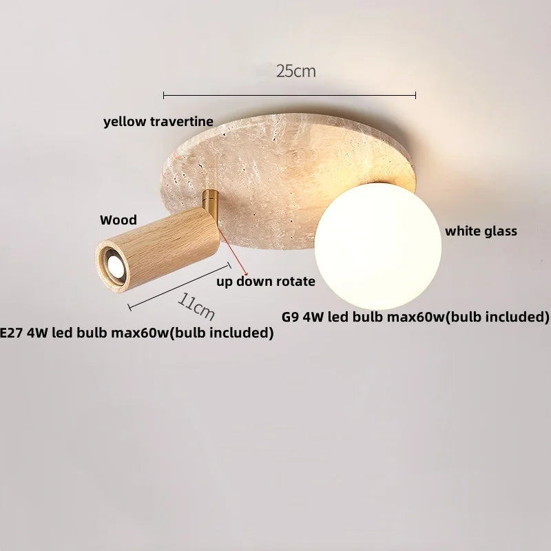 Decorbites™ LED Holz Gelber Travertin Deckenleuchte – Moderner Stil für die Hausdekoration