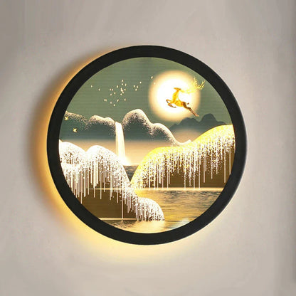 Decorbites™ Industrielle Acryl-Runde Wandlampe | Vintage Wandleuchten mit Wandmalerei für Schlafzimmerdekoration