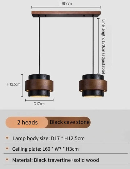 Japanese Wabi Sabi Stone Pendant Light in White or Gray
