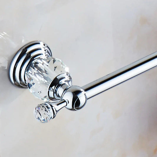 DecorBites™ Crystal Chrome Towel Bar - Stainless Steel Bathroom Accessories