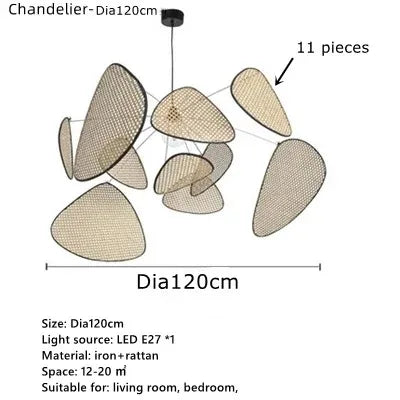 Decorbites™ Blattgitter Handgefertigte Rattan-Screen-Hängelampe für modernes Wohnzimmer und Schlafzimmer