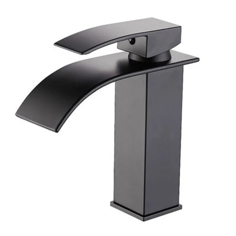Decorbites™ Schwarz Messing Wasserfall Badezimmer Waschbecken Armatur Kalt Warm Mischer Einhebel Deckenmontage