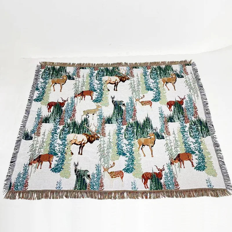 DecorBites™ Linen Cotton Bohemian Jacquard Sofa Blanket