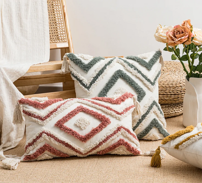 Decorbites™ Geometrische Stickerei Boho Kissenbezug Sofadecoration Dekoratives Kissenhülle Leinen Baumwolle