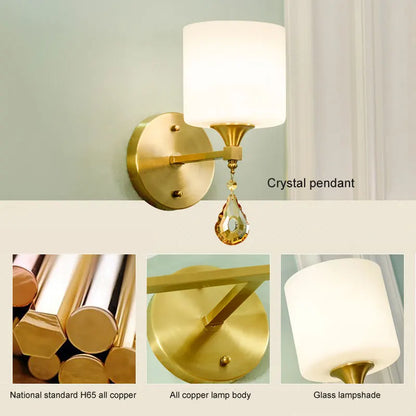 DecorBites™ Crystal Copper Wall Lamp for Living Room, Bedroom, and Study
