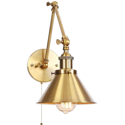 DecorBites™ Gold Long Arm LED Wall Sconce with Pull Chain Switch