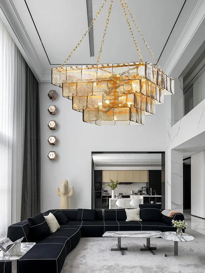 Decorbites™ Gold-Glas-Lüster Luxe-Wohnzimmer-Beleuchtung Luxuriöse Hängelampe