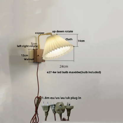 Decorbites™ LED-Wandleuchte aus Walnussholz, drehbar, Kupfer-Nachttischlampe