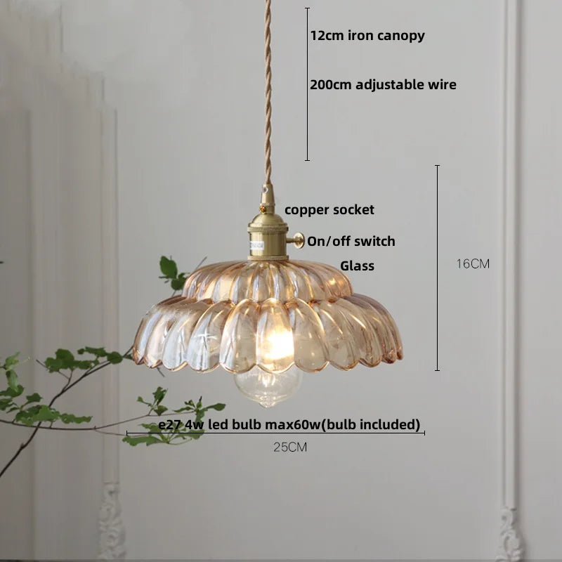 DecorBites™ Glass Flower LED Pendant Light, Adjustable Knob Switch, Modern Design