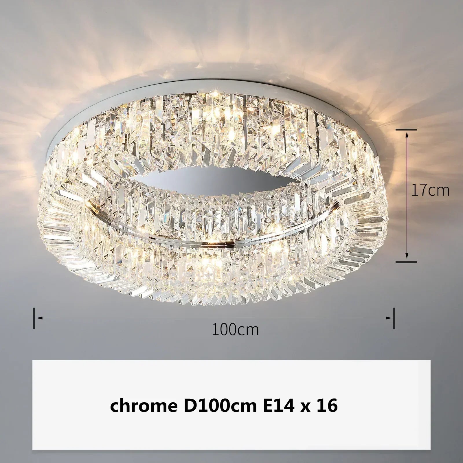 Gold Crystal Dining Chandelier D100cm 16-Light